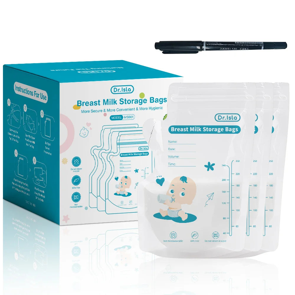 Pochettes conservation lait maternel 250ml — Double fermeture BPA Free