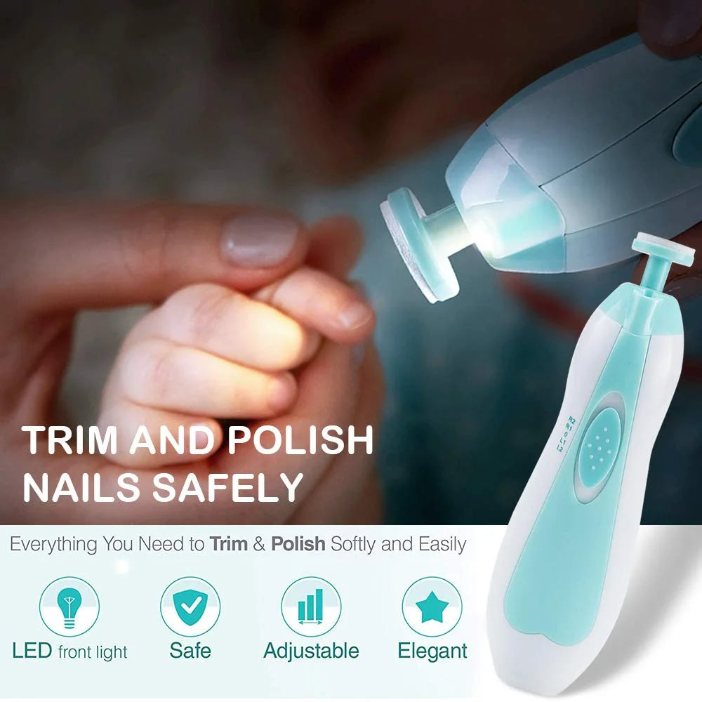 Lime à ongles électrique bébé  LED - silencieuse - 4 vitesses
