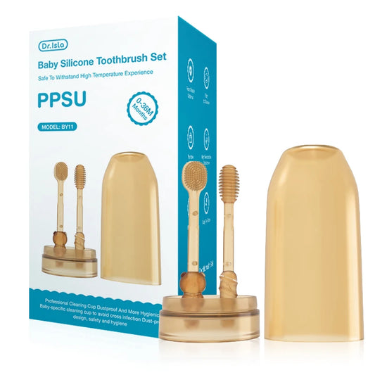 Brosse à dents bébé silicone 3 en 1 — Nettoyage langue et gencives BPA Free